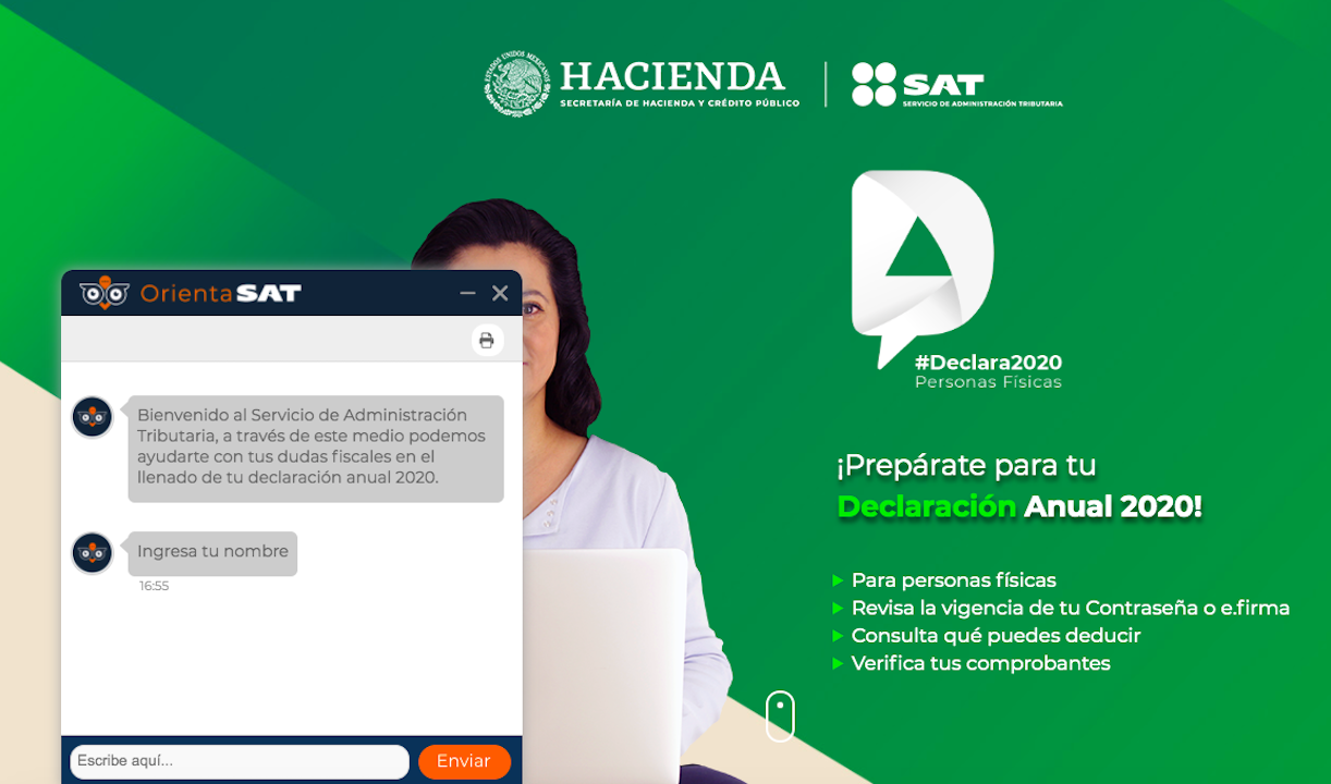 Sitio oficial del SAT declaración 2020