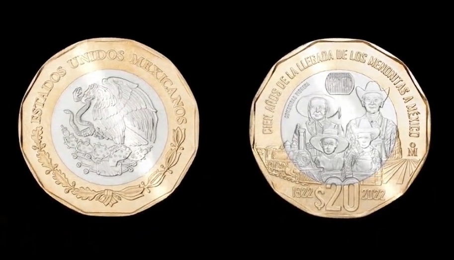 Banxico pone en circulación nueva moneda de $20 conmemorativa de los Menonitas