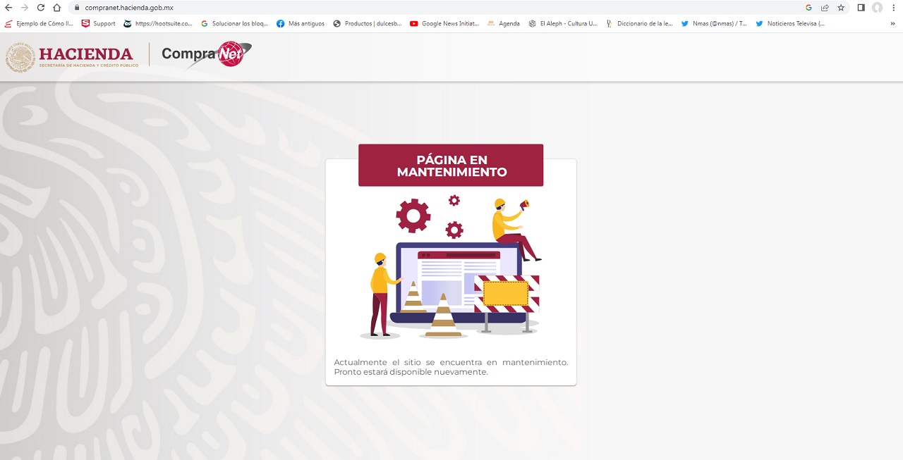 CompraNet está fuera de operación por mantenimiento