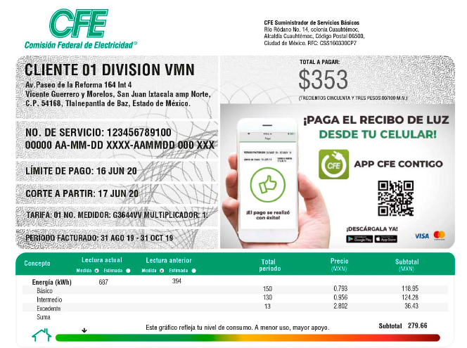 Suspensión de recibo de luz físico, sólo para Baja California